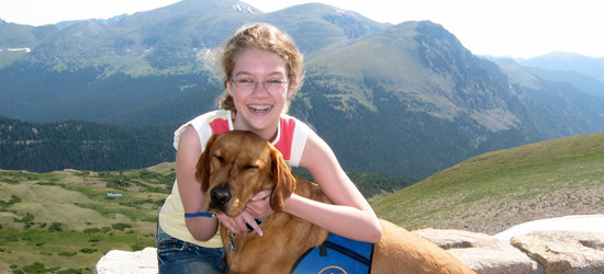 Girl with her service dog