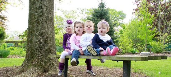 Girls sitting on bench